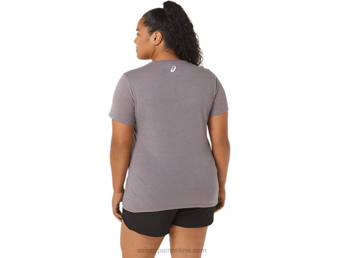camiseta de mujer con cuello de pico y eslogan de girasoles Asics 4L683201 lavanda gris brezo