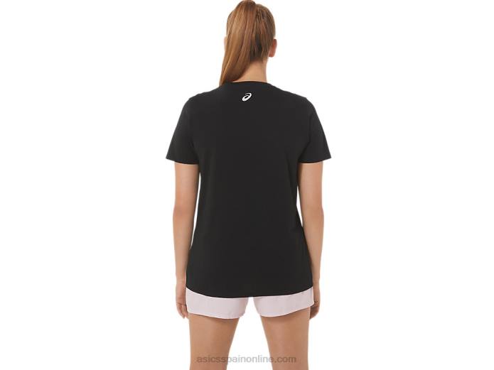camiseta de mujer con eslogan de hibisco Asics 4L682751 rendimiento negro