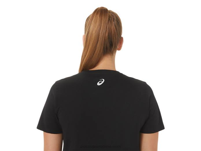 camiseta de mujer con eslogan de hibisco Asics 4L682751 rendimiento negro