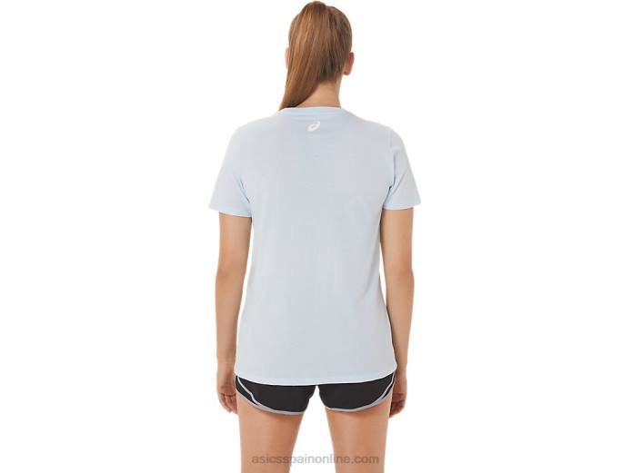 camiseta de mujer con eslogan de hibisco Asics 4L683063 cielo suave