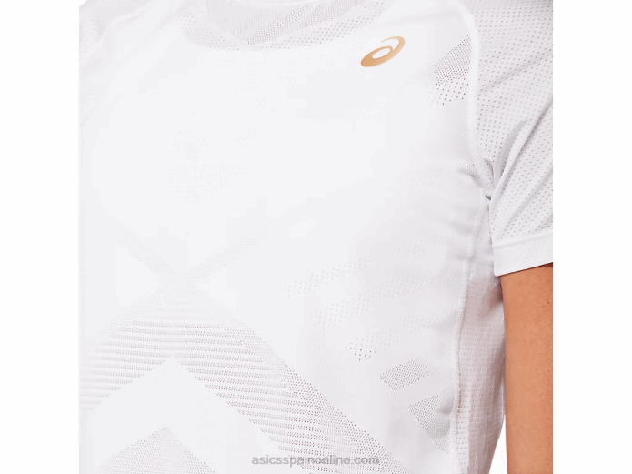camiseta de tenis de manga corta para mujer Asics 4L684194 blanco brillante