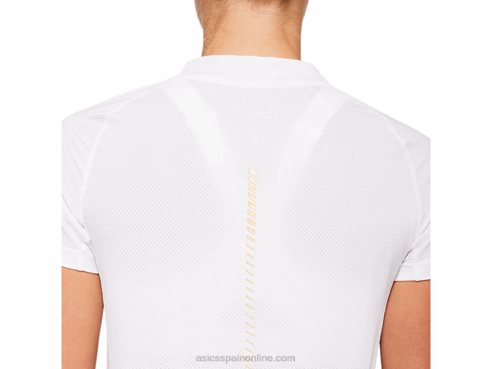 camiseta de tenis de manga corta para mujer Asics 4L684194 blanco brillante