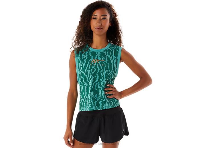 crop top de mujer con estampado integral Asics 4L682836 brezo sabio