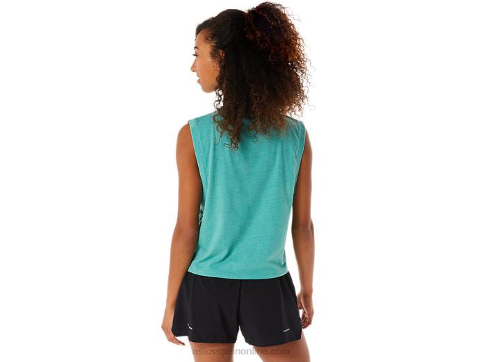 crop top de mujer con estampado integral Asics 4L682836 brezo sabio