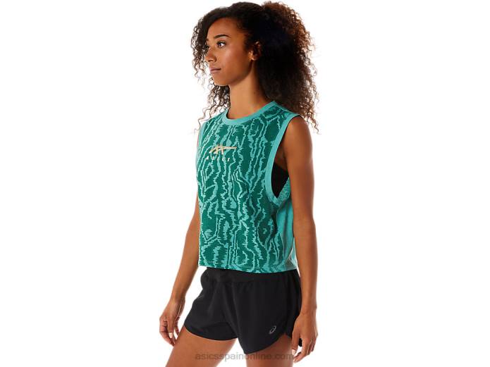 crop top de mujer con estampado integral Asics 4L682836 brezo sabio