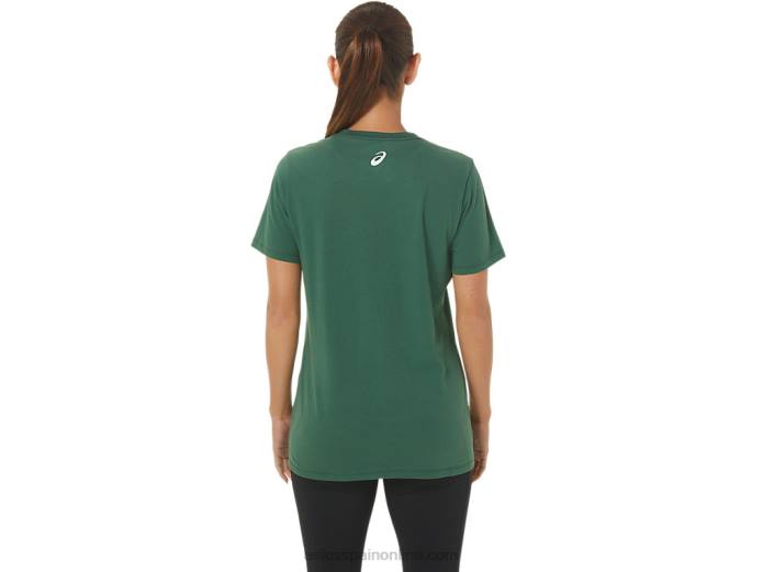 cuello en V con logo de luces navideñas para mujer Asics 4L682843 cazador verde