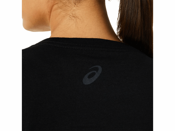 cuello en v con estampado de tigre aerografiado en espiral 'a' para mujer Asics 4L683183 rendimiento negro