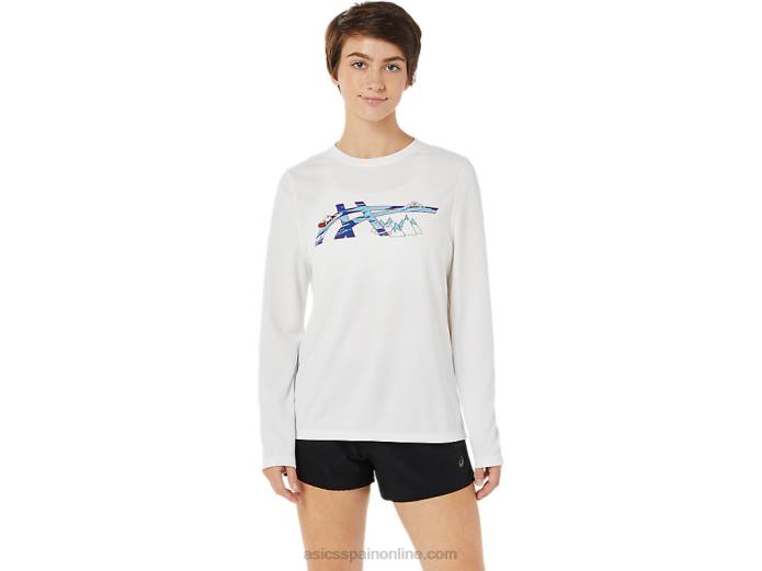gráfico de manga larga ready-set ii para mujer Asics 4L683609 blanco brillante