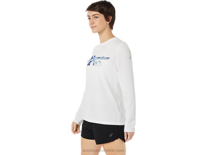gráfico de manga larga ready-set ii para mujer Asics 4L683609 blanco brillante