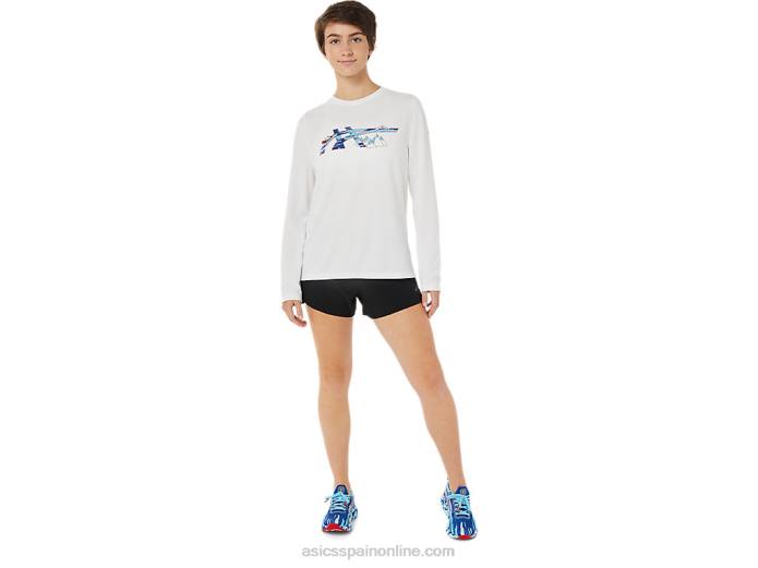 gráfico de manga larga ready-set ii para mujer Asics 4L683609 blanco brillante