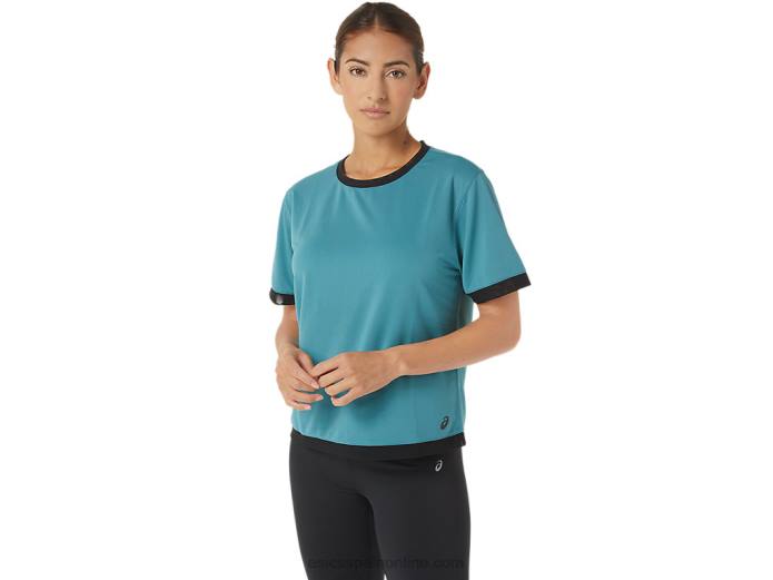 kate malla de manga corta para mujer Asics 4L682840 pino brumoso