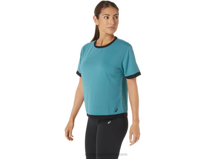 kate malla de manga corta para mujer Asics 4L682840 pino brumoso