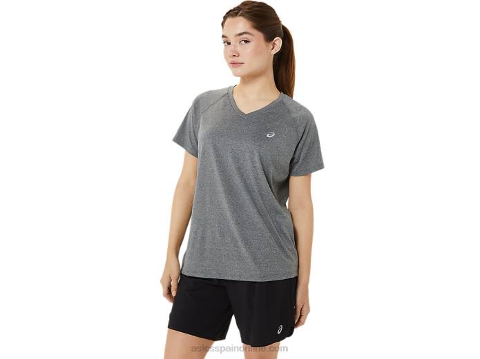 lyte cuello en v de mujer listo para usar Asics 4L683377 brezo gris oscuro