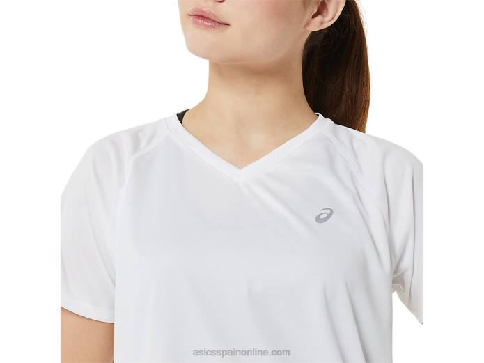 lyte cuello en v de mujer listo para usar Asics 4L683389 blanco brillante