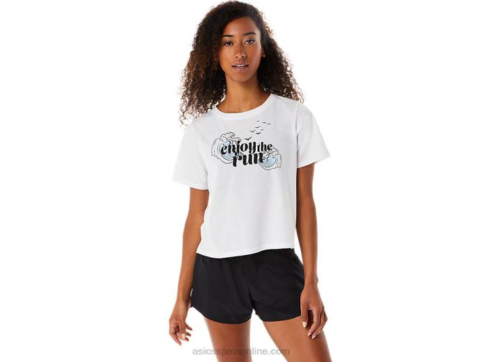 manga corta enjoy the run para mujer Asics 4L683142 blanco brillante