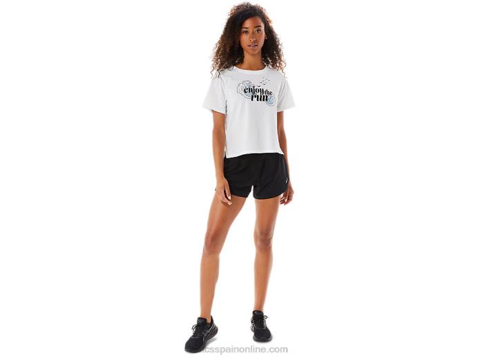 manga corta enjoy the run para mujer Asics 4L683142 blanco brillante