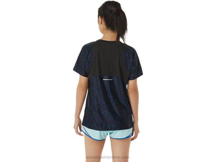 manga corta pr lyte run mujer Asics 4L683387 impresión de sombra nocturna/lago