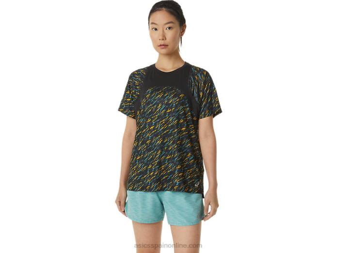 manga corta pr lyte run mujer Asics 4L683388 sombra de noche/estampado de salvia