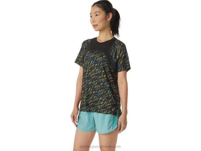 manga corta pr lyte run mujer Asics 4L683388 sombra de noche/estampado de salvia