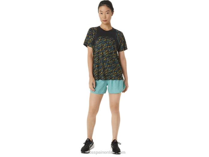 manga corta pr lyte run mujer Asics 4L683388 sombra de noche/estampado de salvia