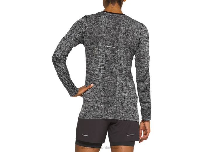 manga larga sin costuras carrera femenina Asics 4L684127 rendimiento negro