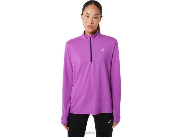 media cremallera confeccionada para mujer Asics 4L682933 orquídea/azul francés