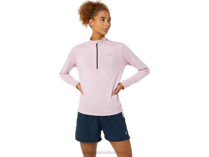 media cremallera confeccionada para mujer Asics 4L683496 rosa claro/azul francés