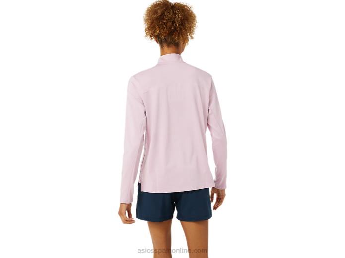 media cremallera confeccionada para mujer Asics 4L683496 rosa claro/azul francés