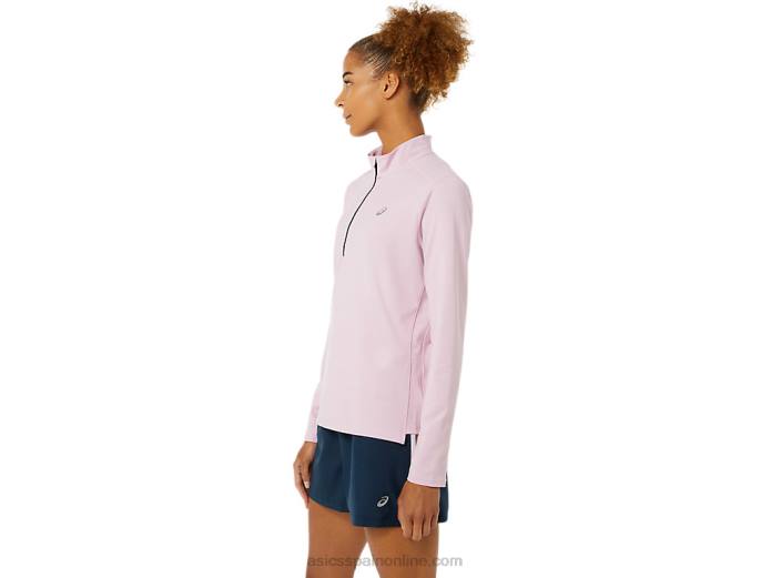 media cremallera confeccionada para mujer Asics 4L683496 rosa claro/azul francés