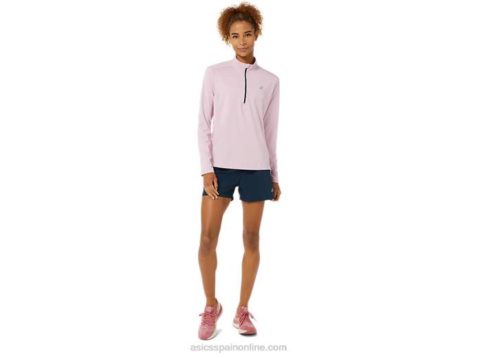 media cremallera confeccionada para mujer Asics 4L683496 rosa claro/azul francés