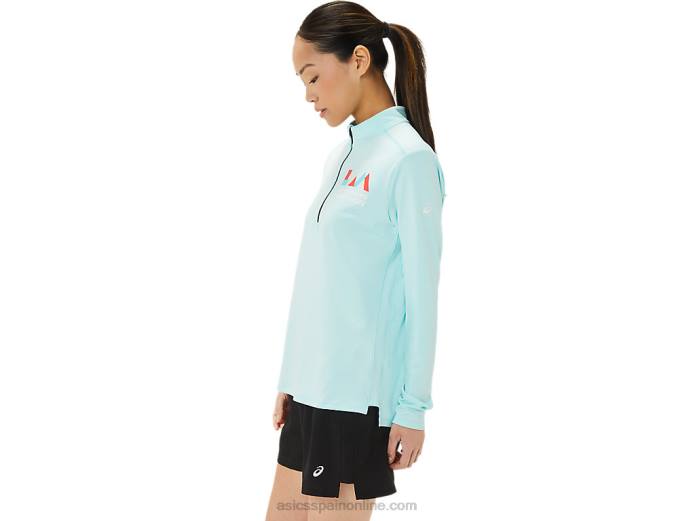 media cremallera lista para mujer Asics 4L683307 azul claro/azul francés