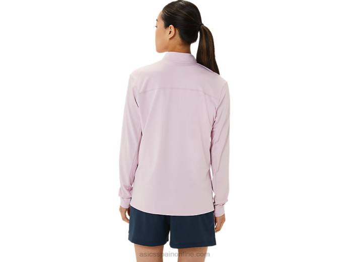 media cremallera lista para mujer Asics 4L683316 rosa claro/azul francés