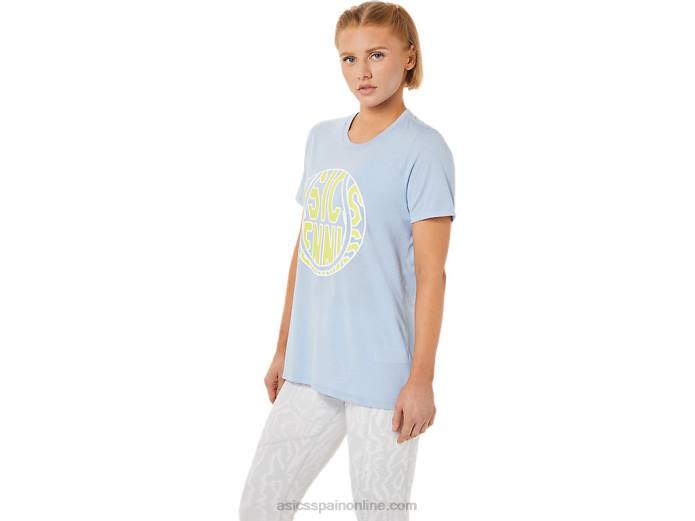 nueva camiseta con gráfico strong 92 para mujer Asics 4L683761 niebla/amarillo resplandor