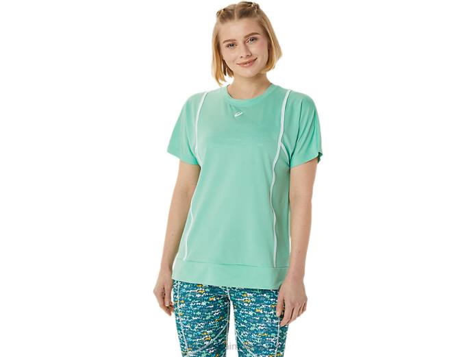 nueva camiseta de manga corta strong 92 para mujer Asics 4L683055 espuma de mar/blanco brillante