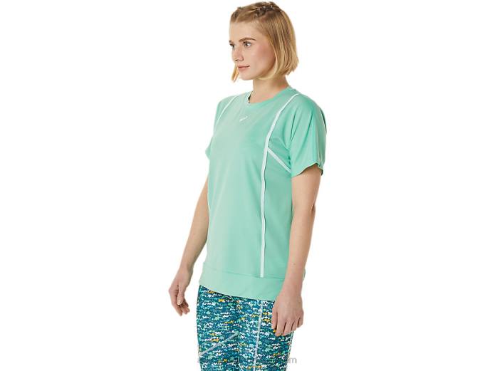 nueva camiseta de manga corta strong 92 para mujer Asics 4L683055 espuma de mar/blanco brillante