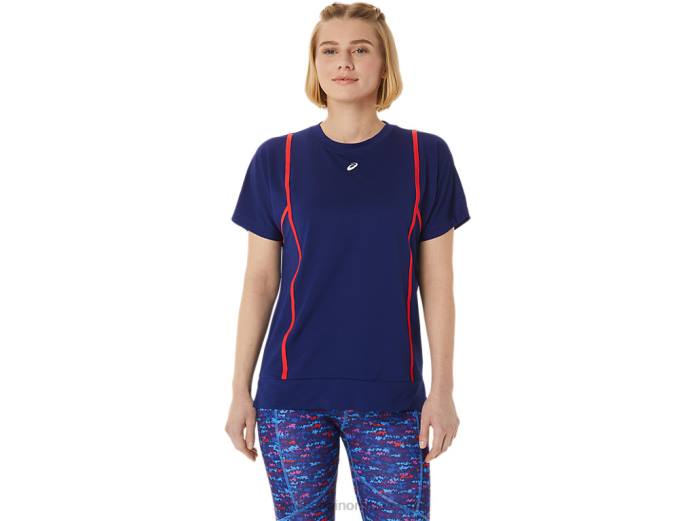 nueva camiseta de manga corta strong 92 para mujer Asics 4L683056 alerta azul/roja de buceo