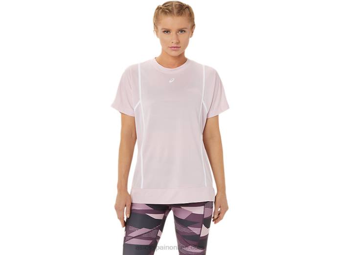 nueva camiseta de manga corta strong 92 para mujer Asics 4L683269 rosa claro/blanco brillante