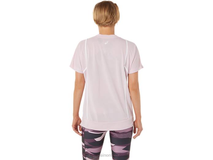 nueva camiseta de manga corta strong 92 para mujer Asics 4L683269 rosa claro/blanco brillante