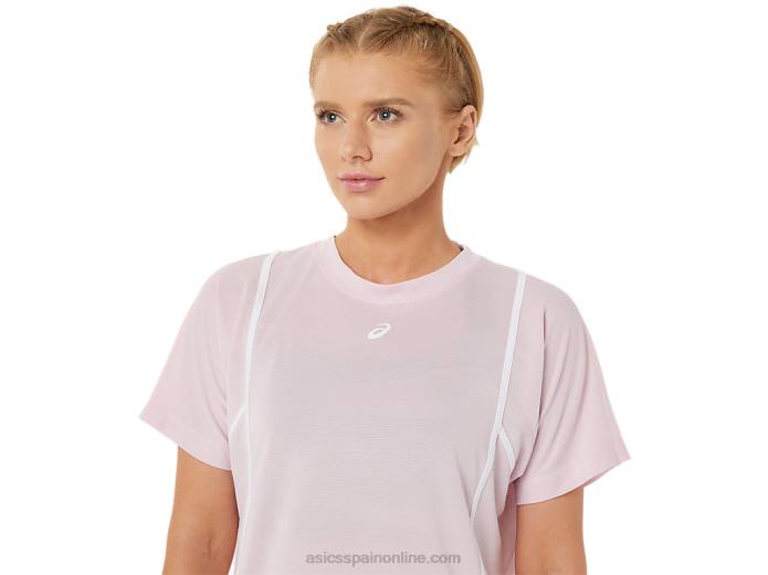nueva camiseta de manga corta strong 92 para mujer Asics 4L683269 rosa claro/blanco brillante