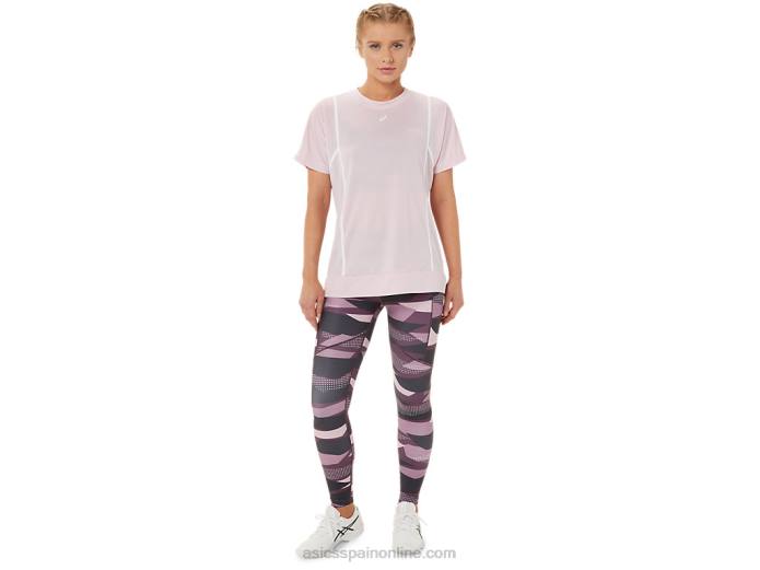 nueva camiseta de manga corta strong 92 para mujer Asics 4L683269 rosa claro/blanco brillante