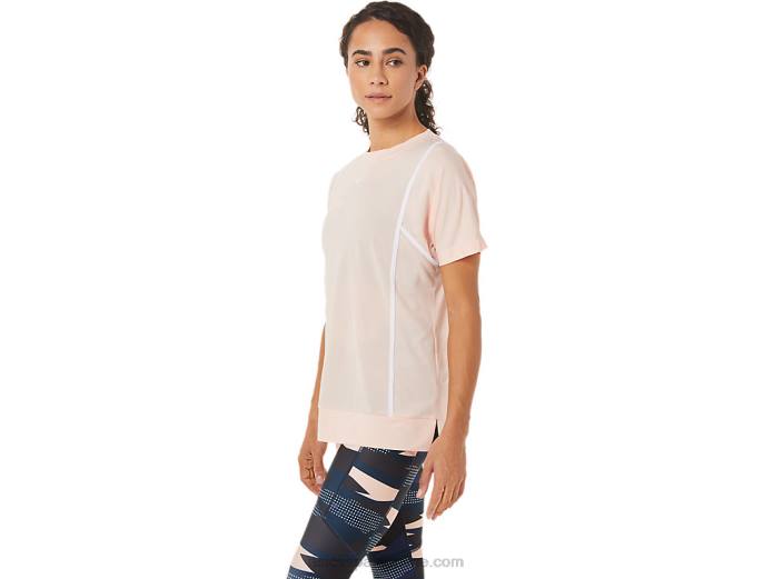 nueva camiseta de manga corta strong 92 para mujer Asics 4L683281 brisa/blanco brillante