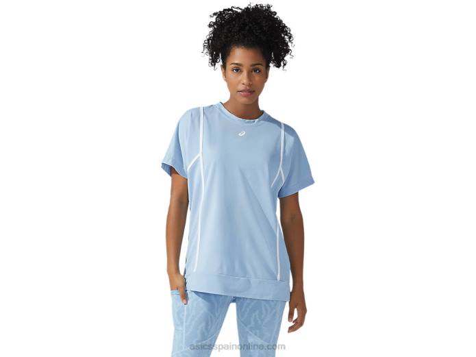 nueva camiseta de manga corta strong 92 para mujer Asics 4L683753 niebla/blanco brillante