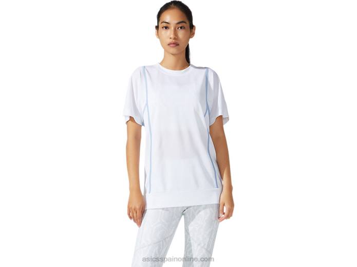nueva camiseta de manga corta strong 92 para mujer Asics 4L683790 blanco brillante/niebla