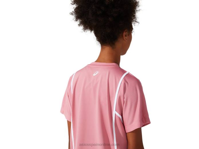 nueva camiseta de manga corta strong 92 para mujer Asics 4L683817 rosa ahumado/blanco brillante