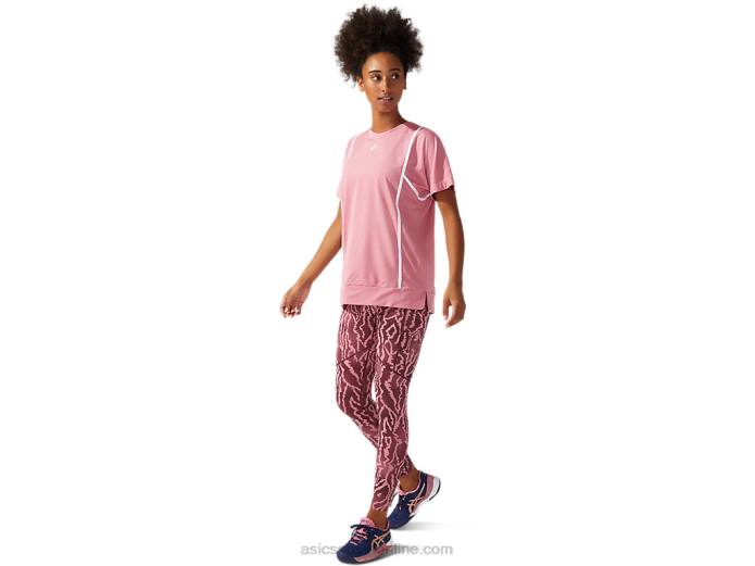 nueva camiseta de manga corta strong 92 para mujer Asics 4L683817 rosa ahumado/blanco brillante