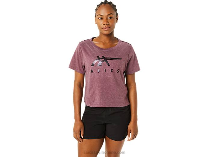 playera boxy de manga corta con rayas para mujer Asics 4L683620 Brezo profundo de Marte