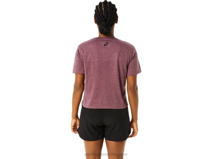 playera boxy de manga corta con rayas para mujer Asics 4L683620 Brezo profundo de Marte