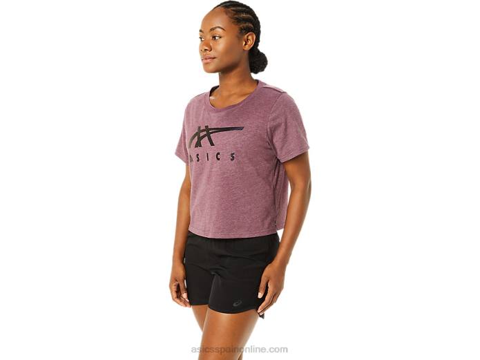 playera boxy de manga corta con rayas para mujer Asics 4L683620 Brezo profundo de Marte