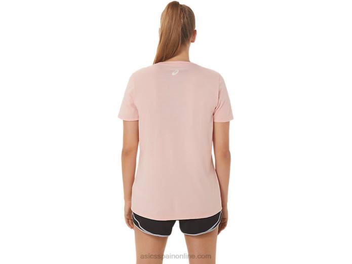 playera con cuello en V para mujer run club Asics 4L682813 rosa helada