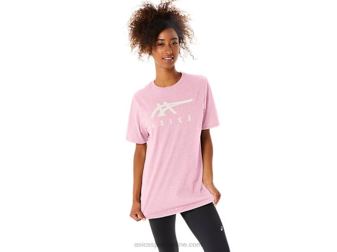 playera de manga corta a rayas Asics 4L6873 sal rosa